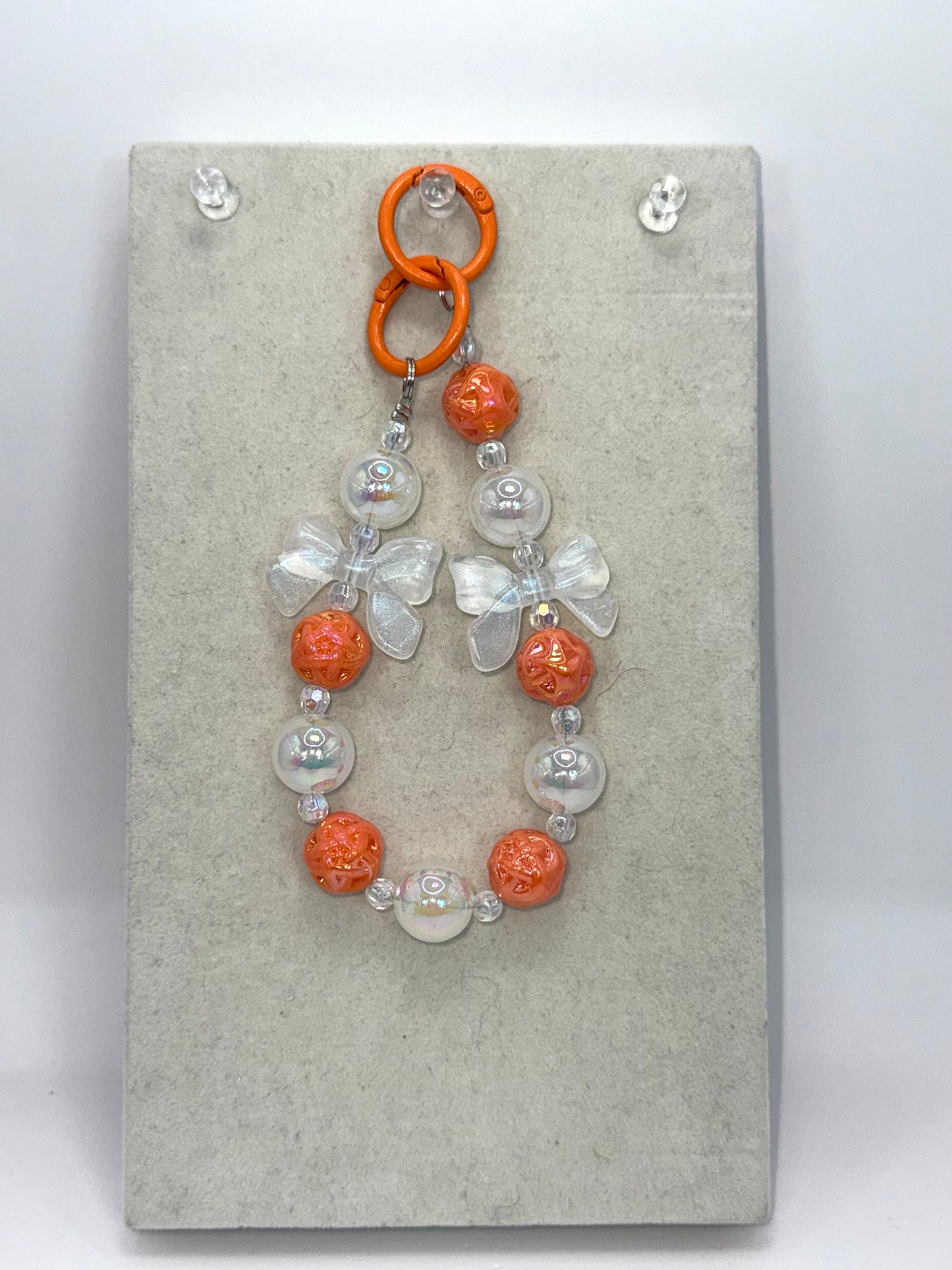 Bow Glow & Tangerine Beads Keychain