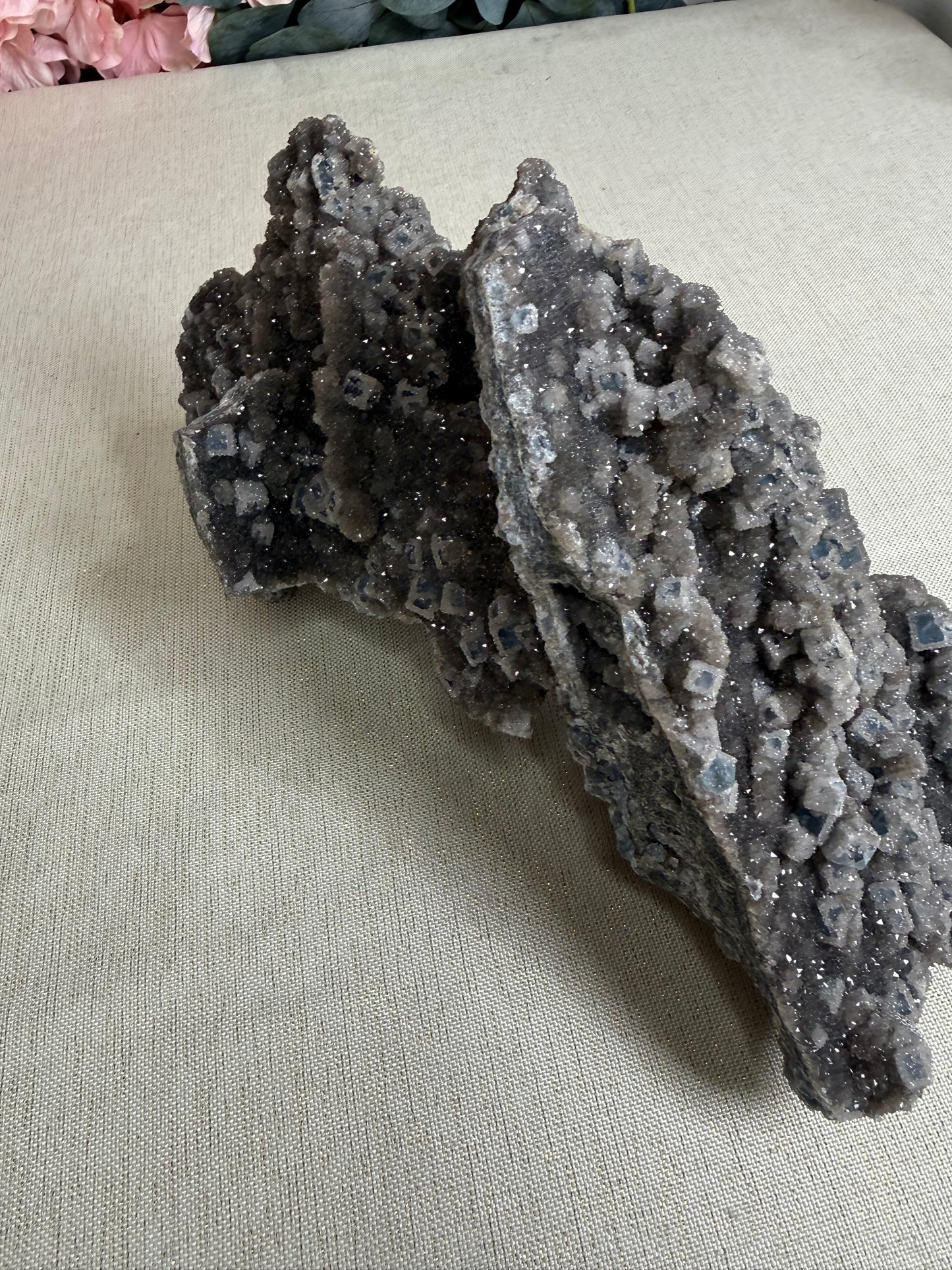 Blue sugar fluorite (heated)