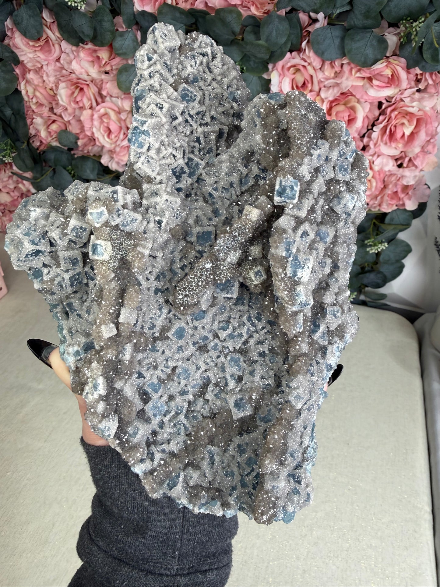 Blue sugar fluorite (heated)