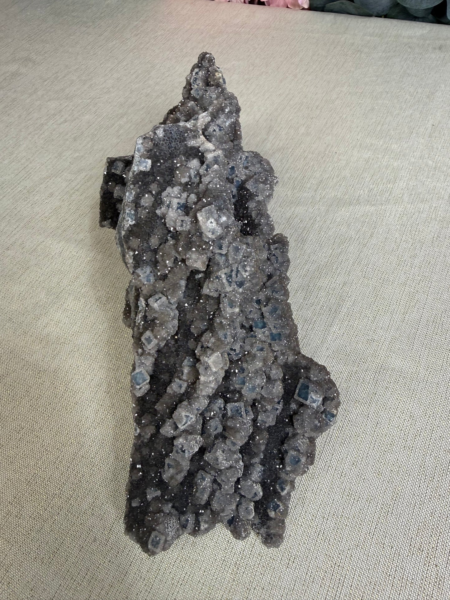 Blue sugar fluorite (heated)