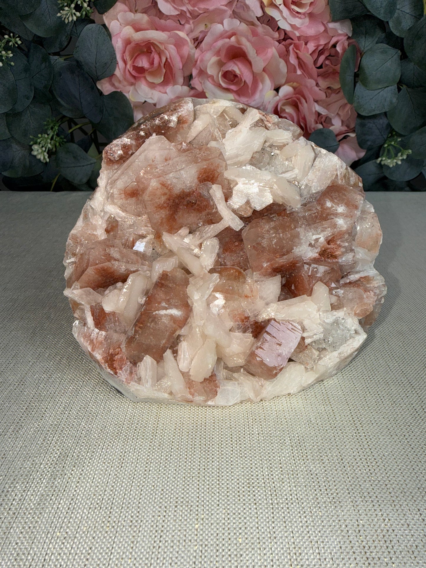 Red Apophyllite with Stilbite (India