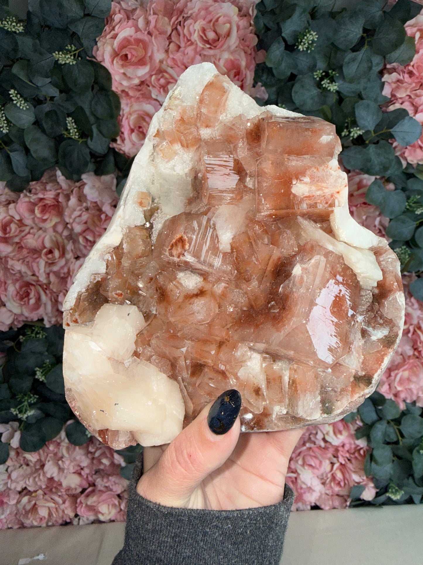 Red Apophyllite with Stilbite (India)