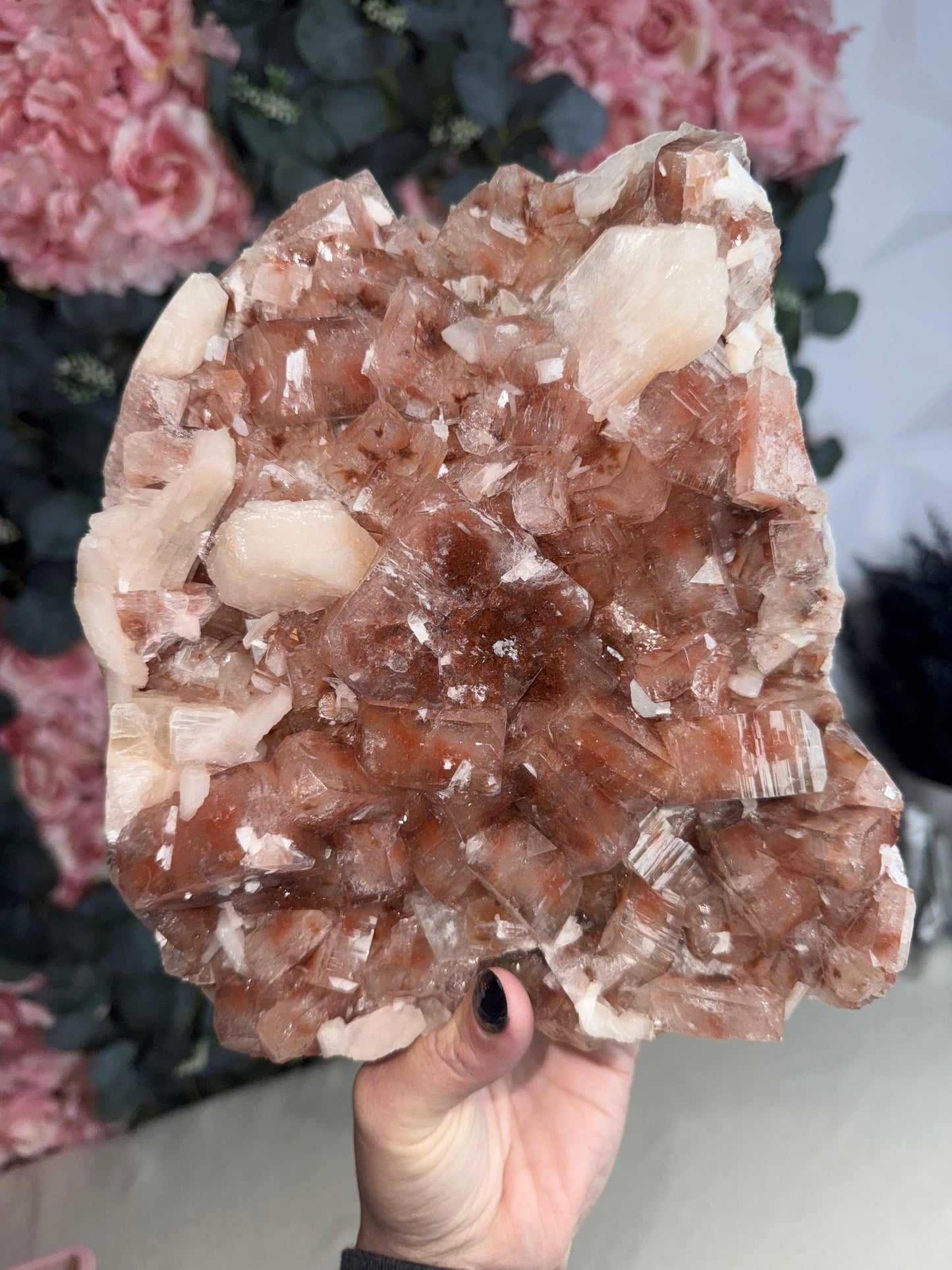Red Apophyllite with Stilbite (India)
