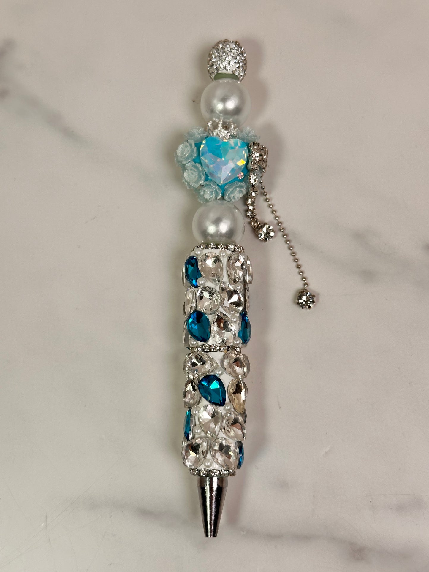 Blue Heart Roses Handmade Pen 11