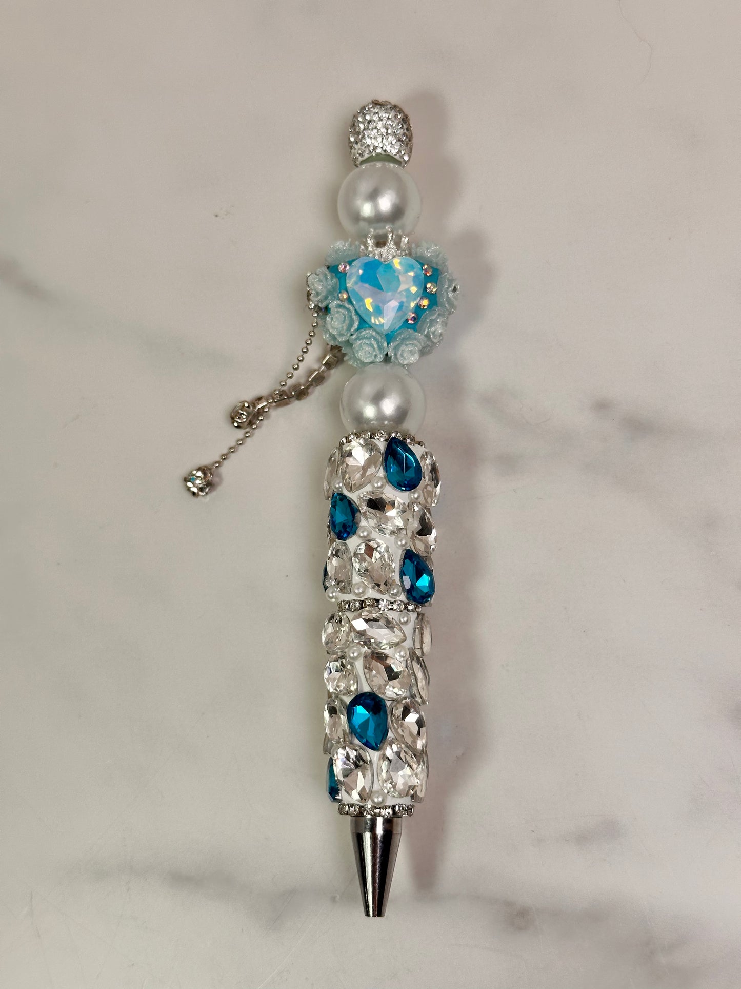 Blue Heart Roses Handmade Pen 11