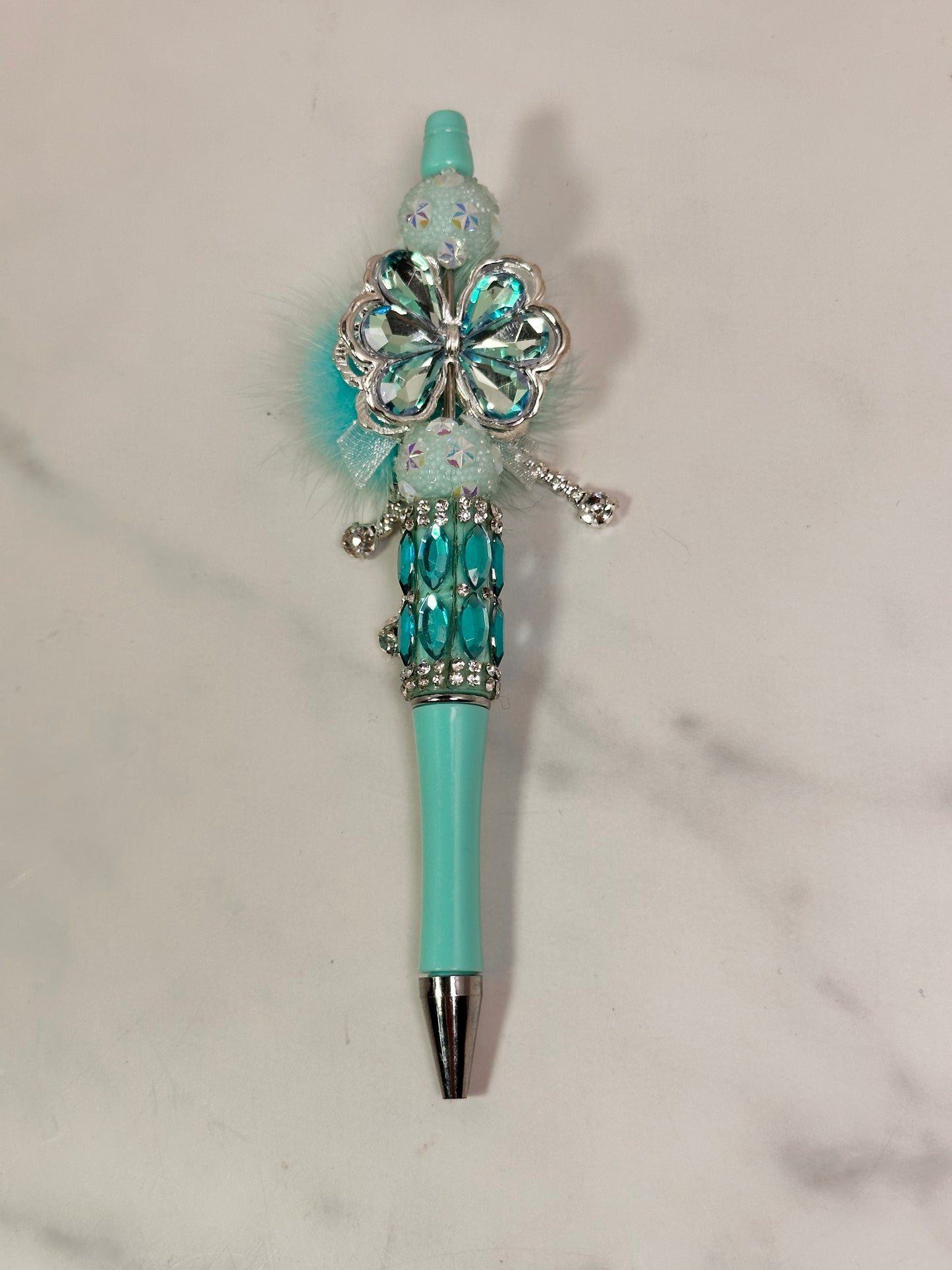 Baby Blue Flower Puff Handmade Pen 20