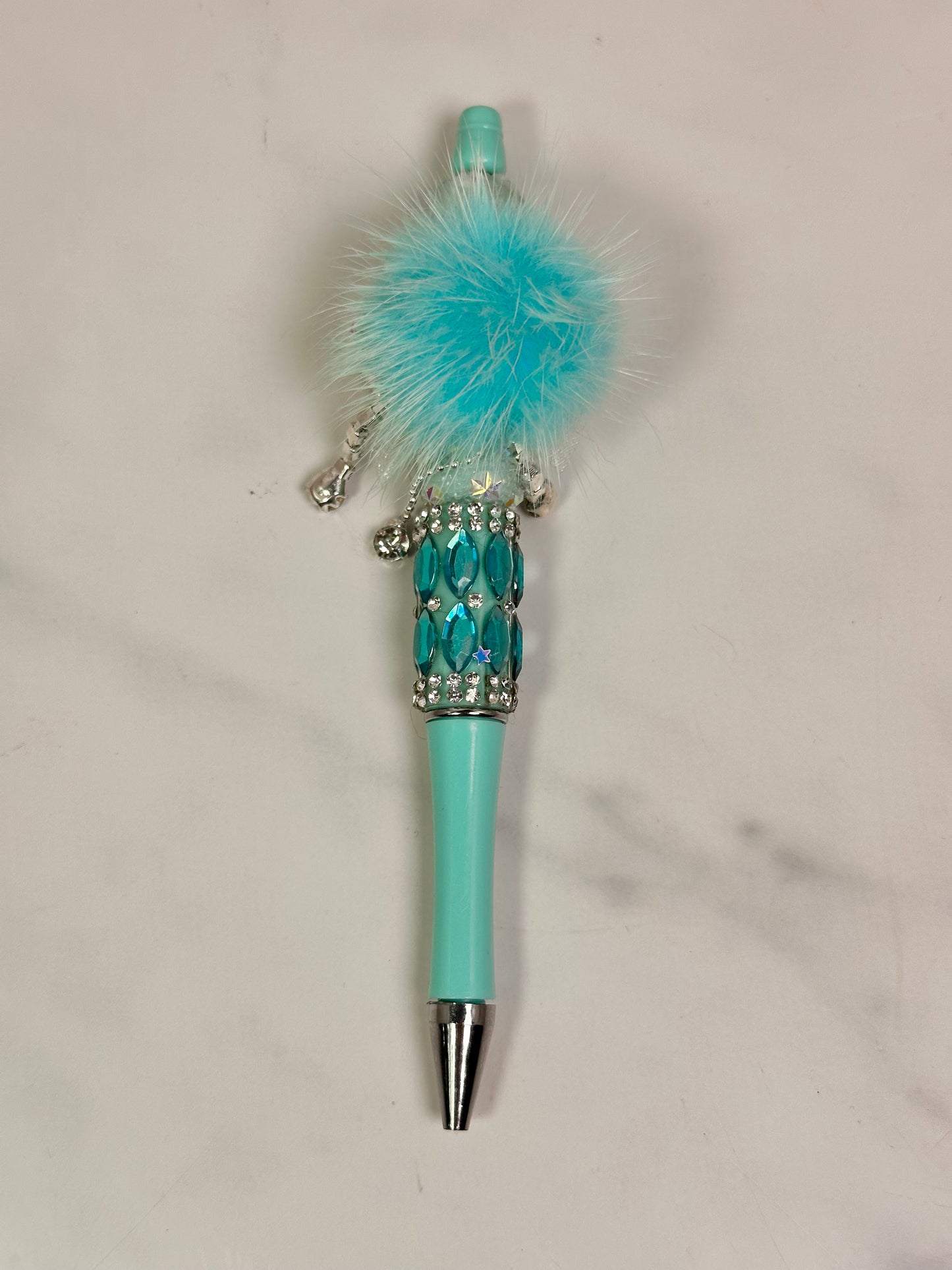 Baby Blue Flower Puff Handmade Pen 20