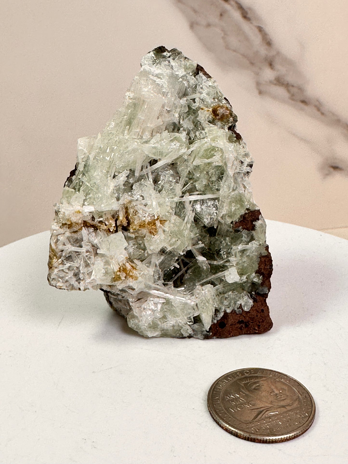 Green Apophyllite with Scolecite | India