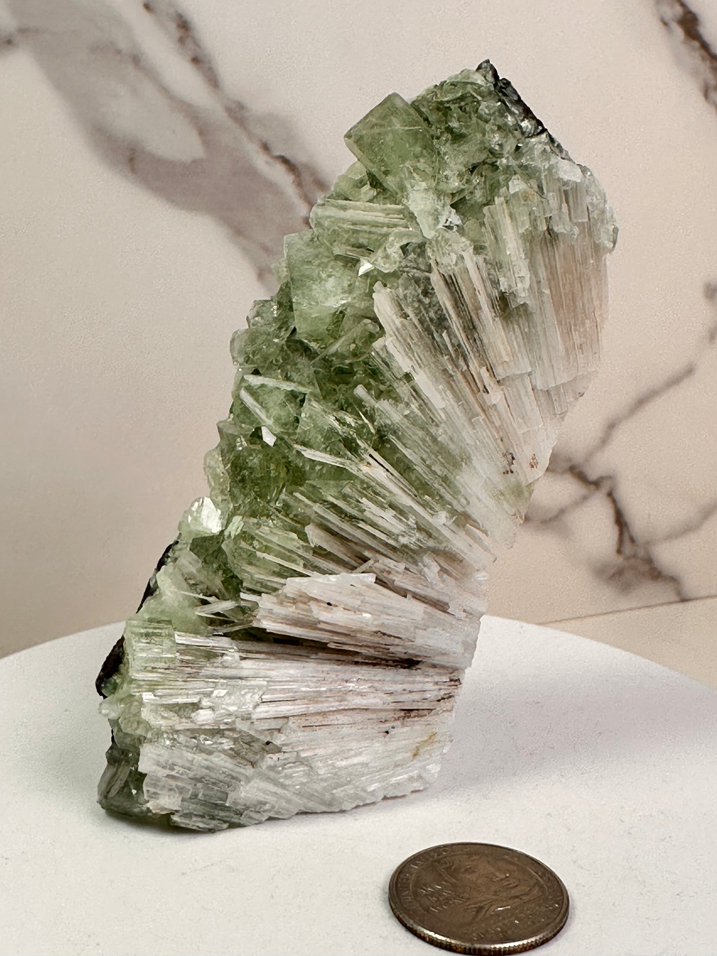 Green Apophyllite with Scolecite | India