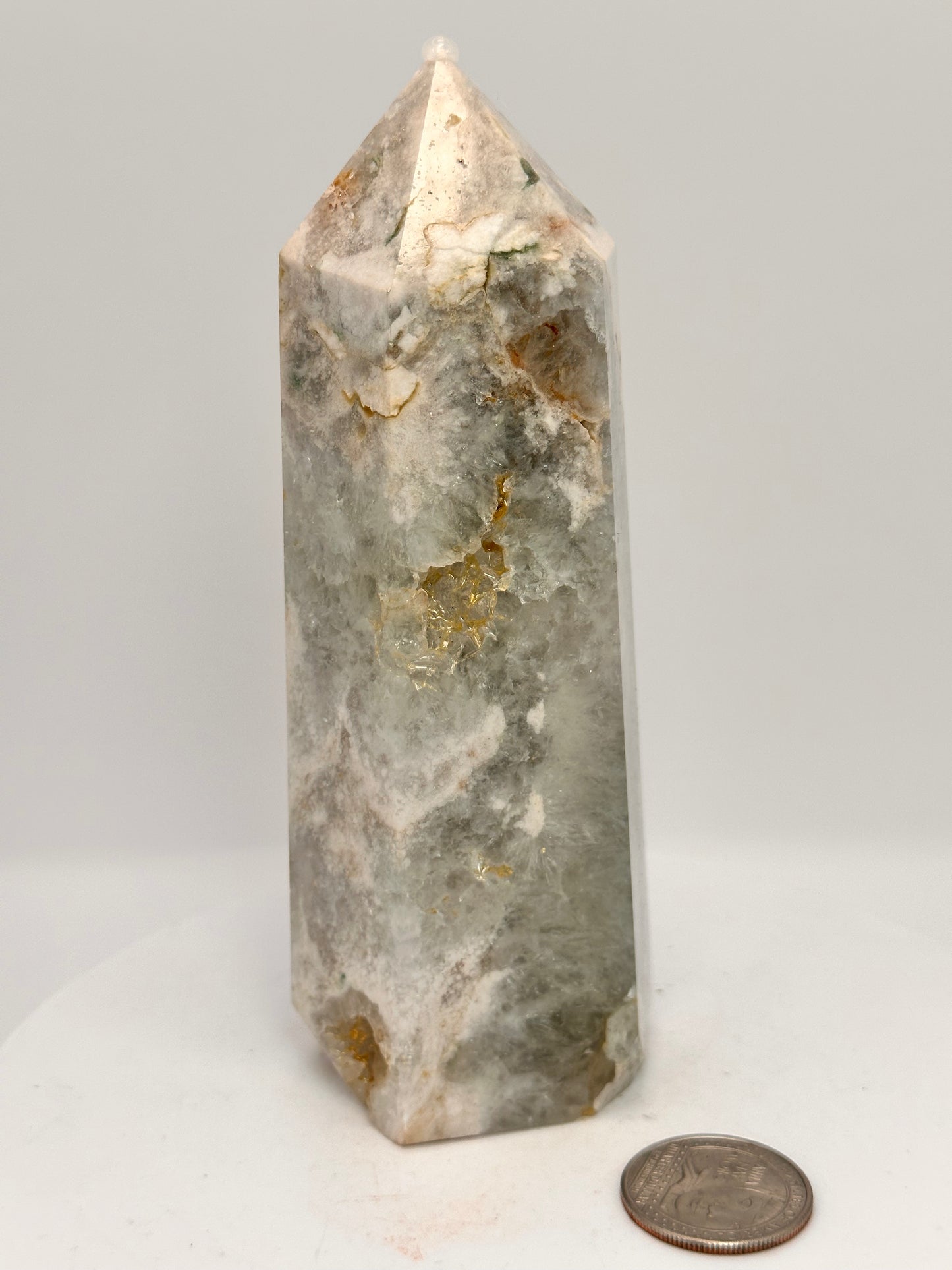 Green Quartz & Flower Agate Tower