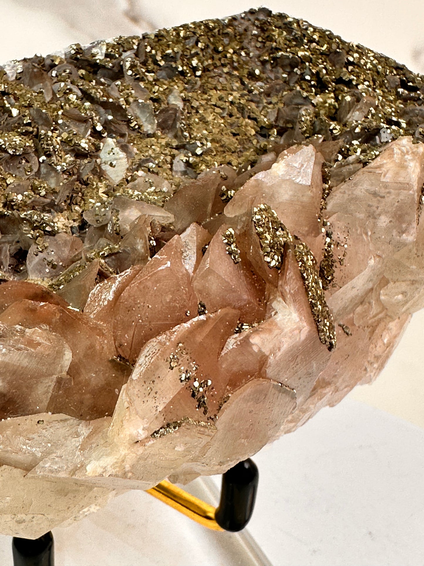 Pink Benz Calcite with Pyrite | Daye, Hubei, China