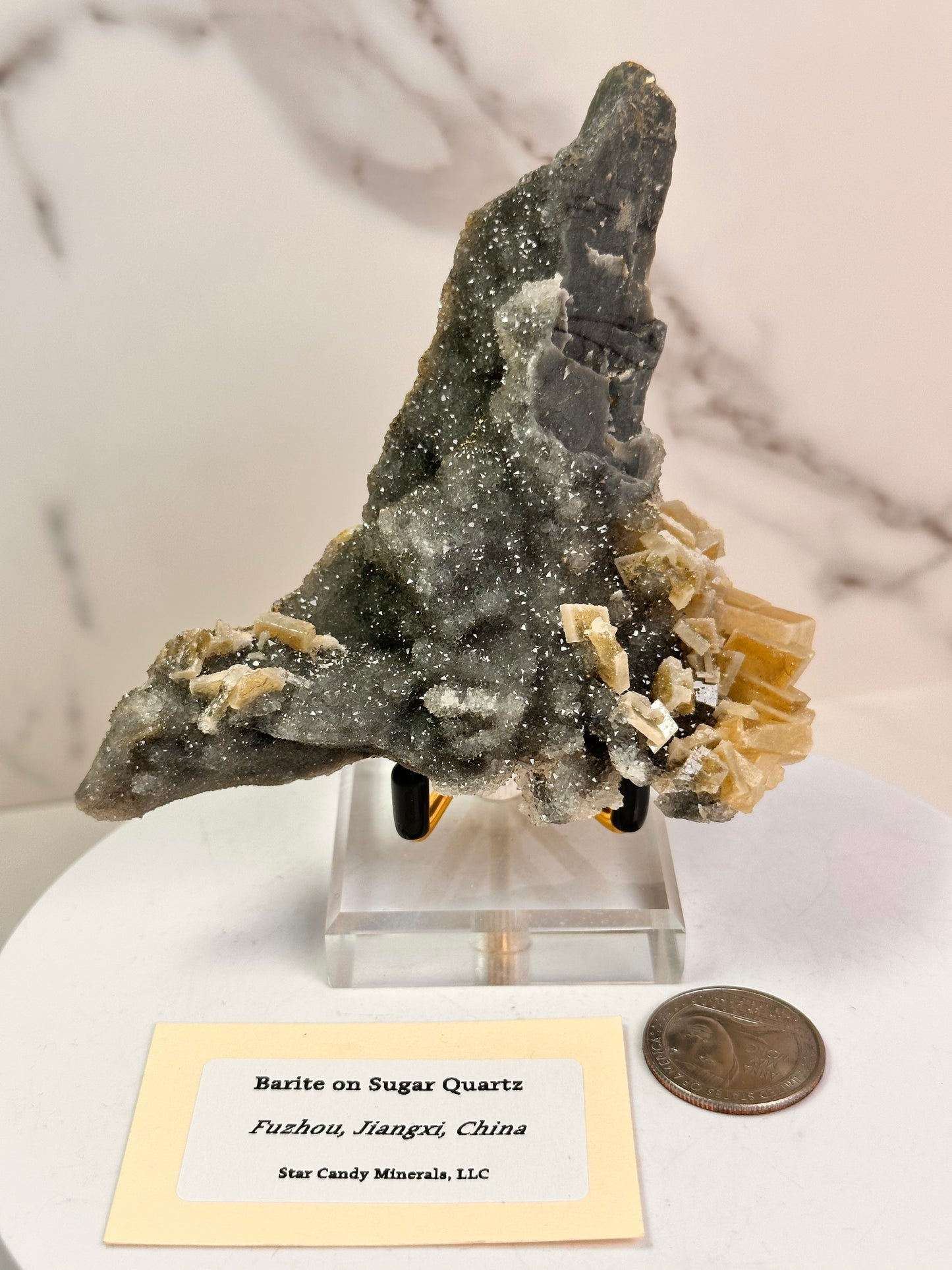 Barite on Sugar Quartz | Fuzhou, Jiangxi, China