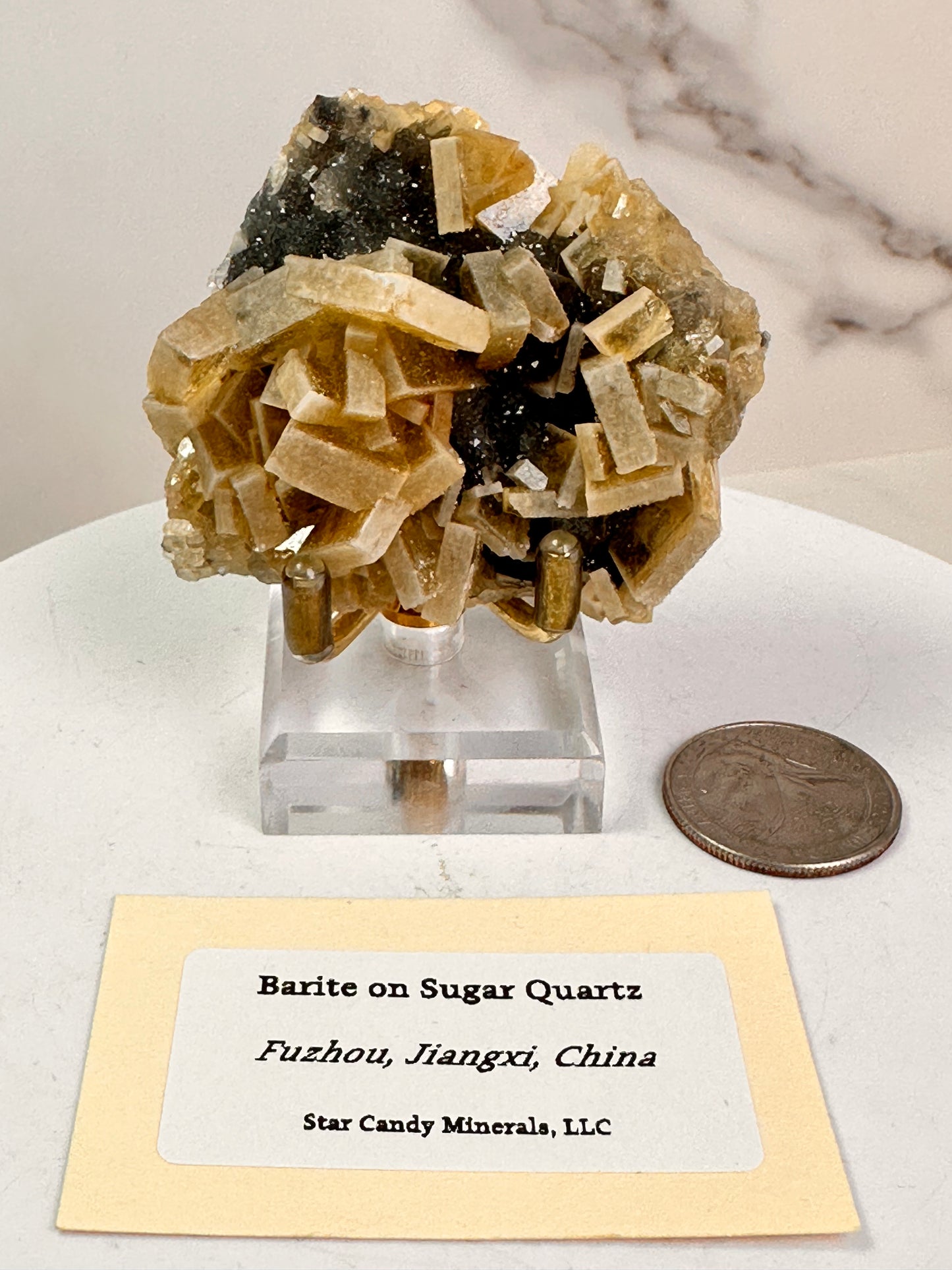 Barite on Sugar Quartz | Fuzhou, Jiangxi, China