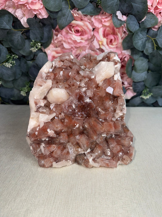 Red Apophyllite with Stilbite (India)