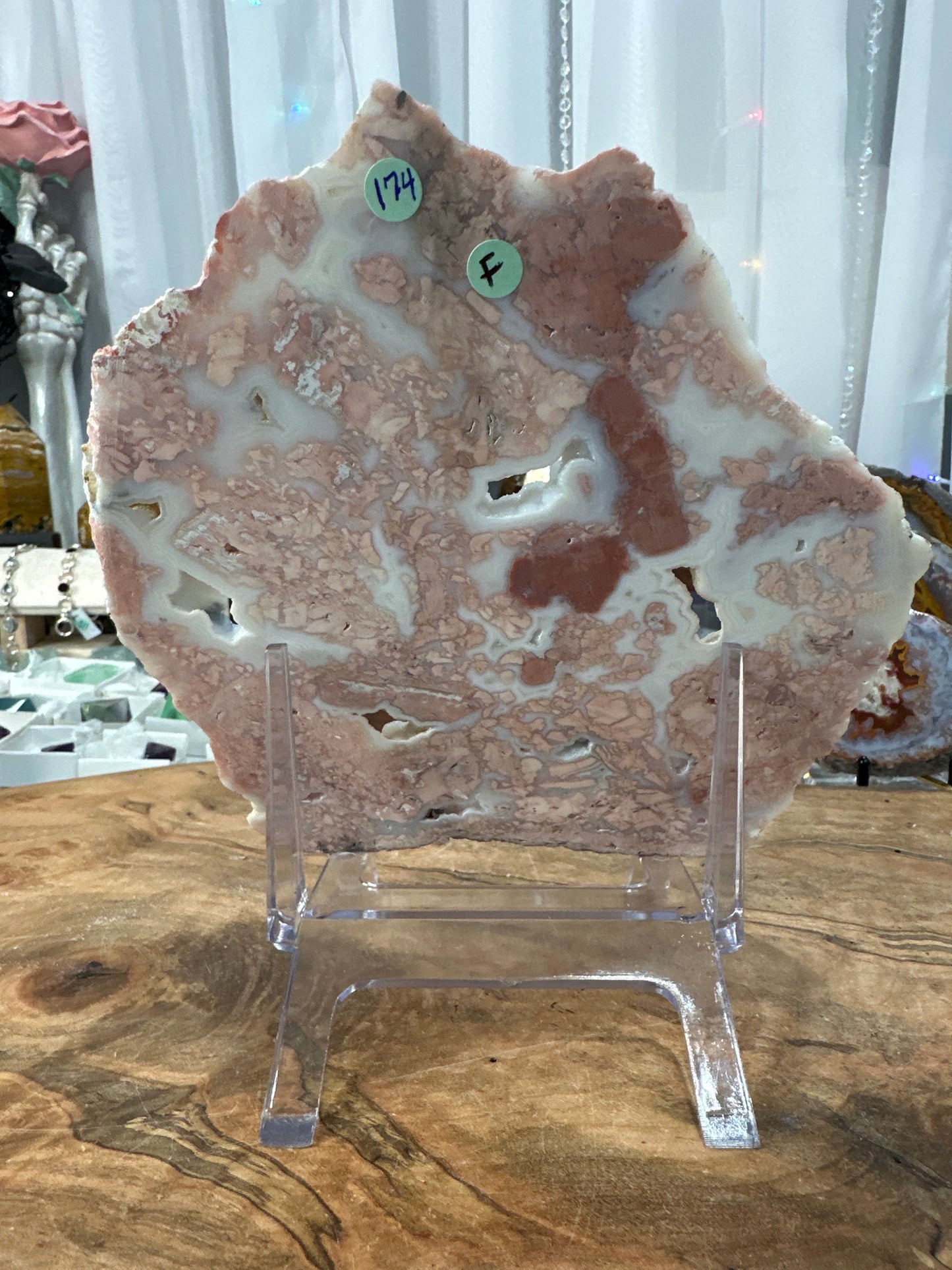 Cotton candy agate slice F