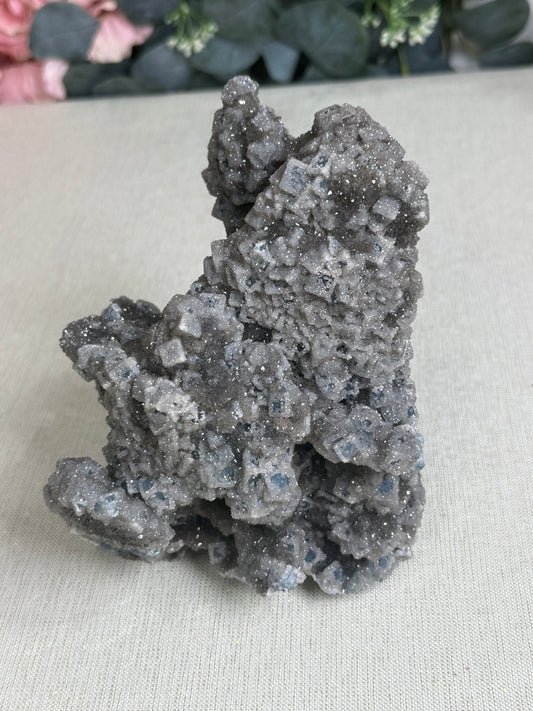 Blue sugar fluorite (heated)