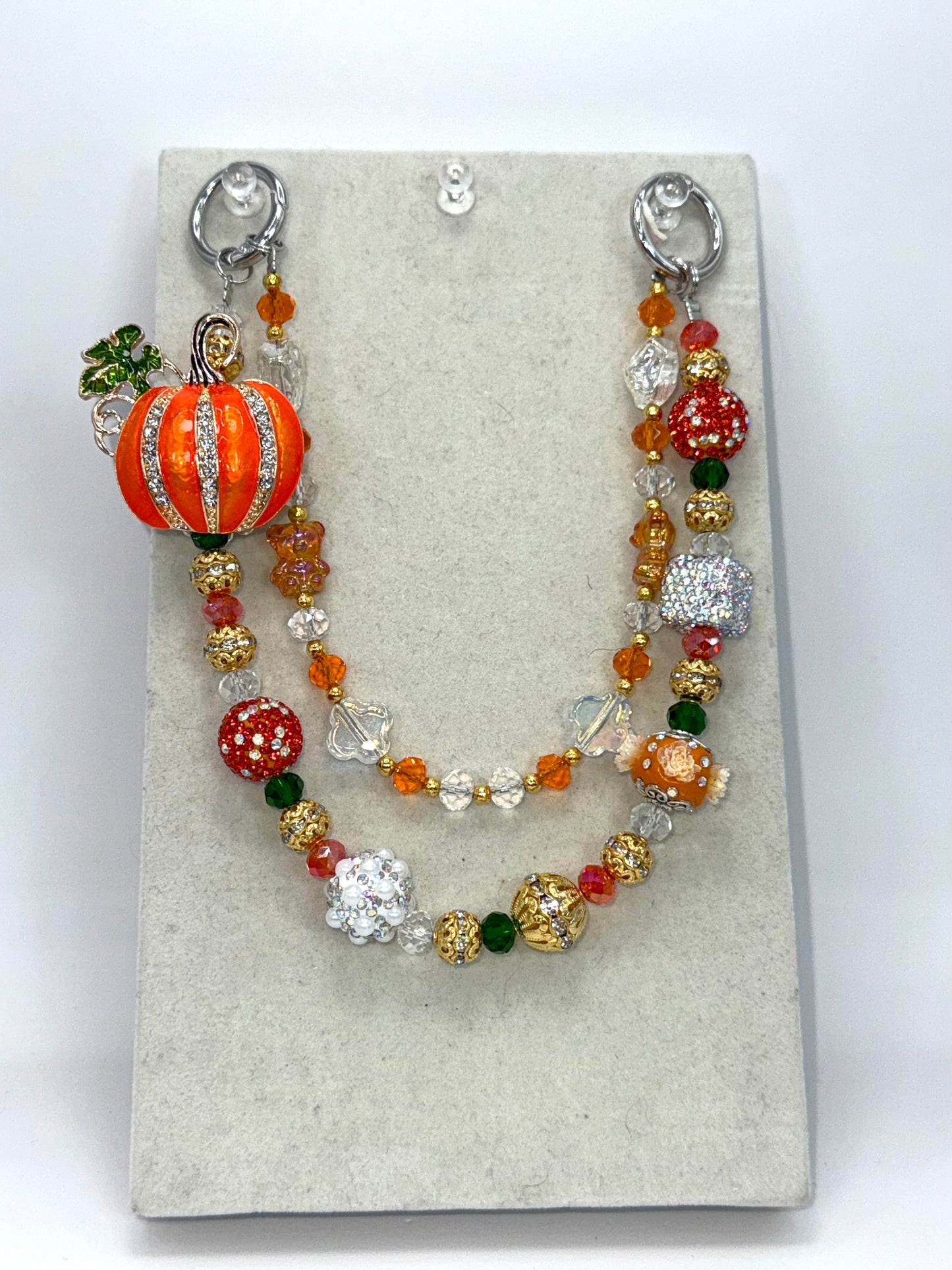 Sparkly Pumpkin and Autumn Beads Keychain