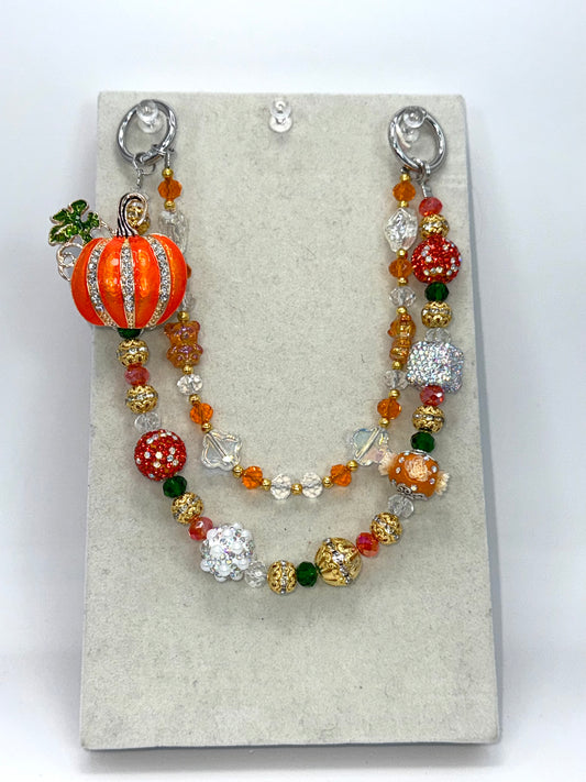 Sparkly Pumpkin and Autumn Beads Keychain