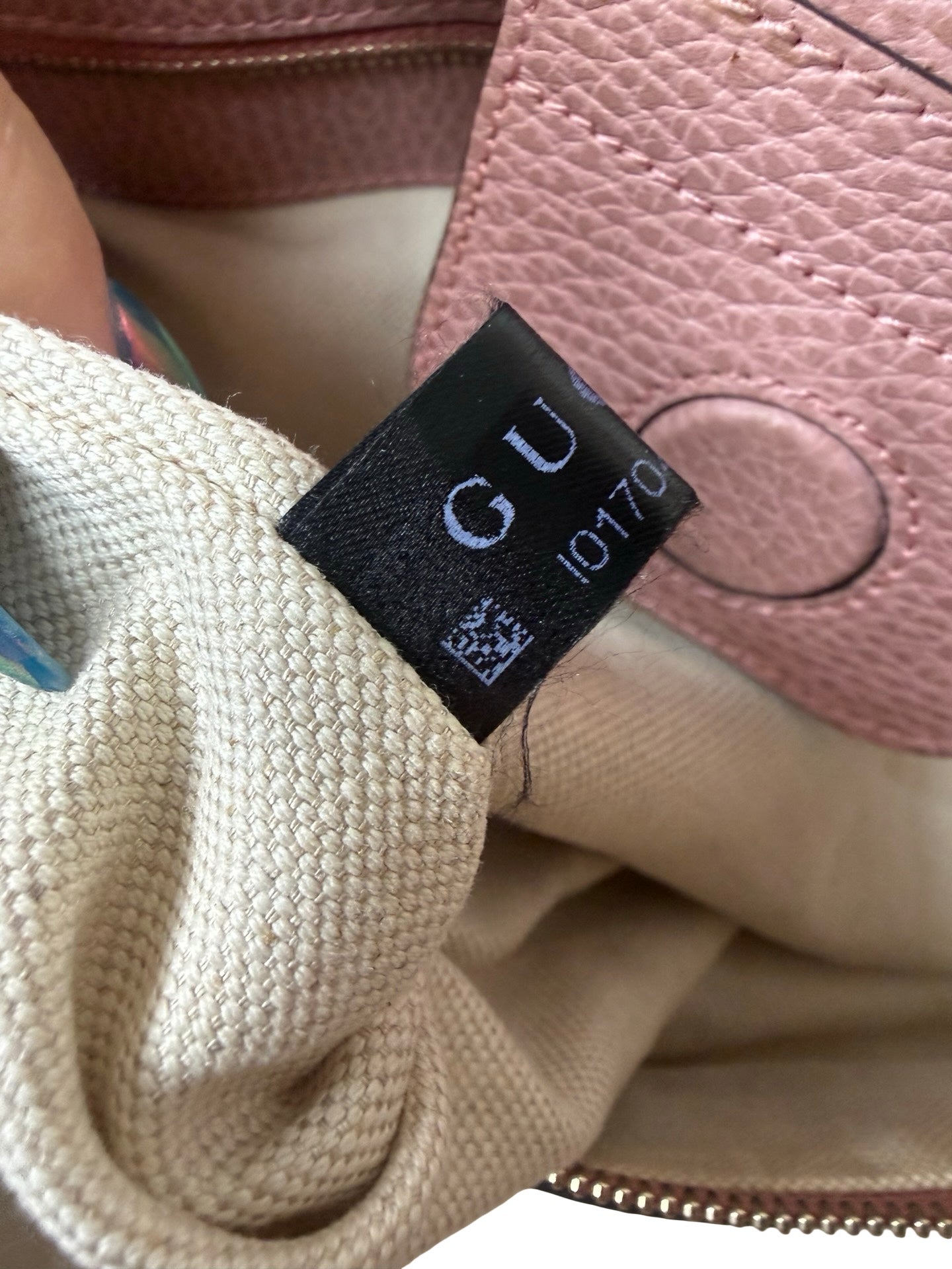 Authentic GUCCI Swing Tote Bag Leather Pink Gold 10170 9398
