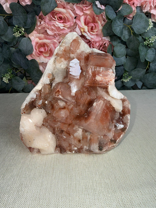 Red Apophyllite with Stilbite (India)