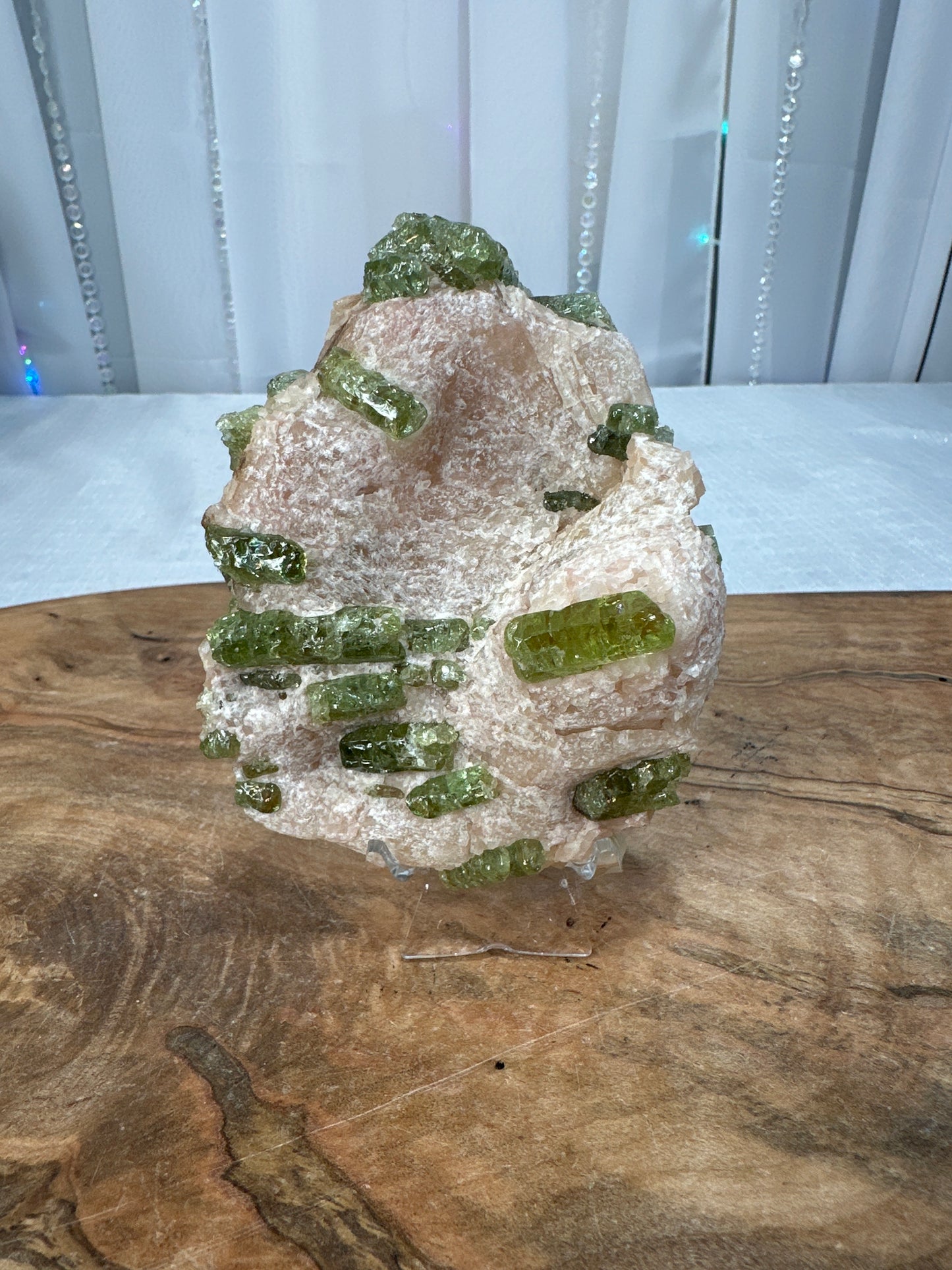 Canadian Green Apatite on Pink Calcite