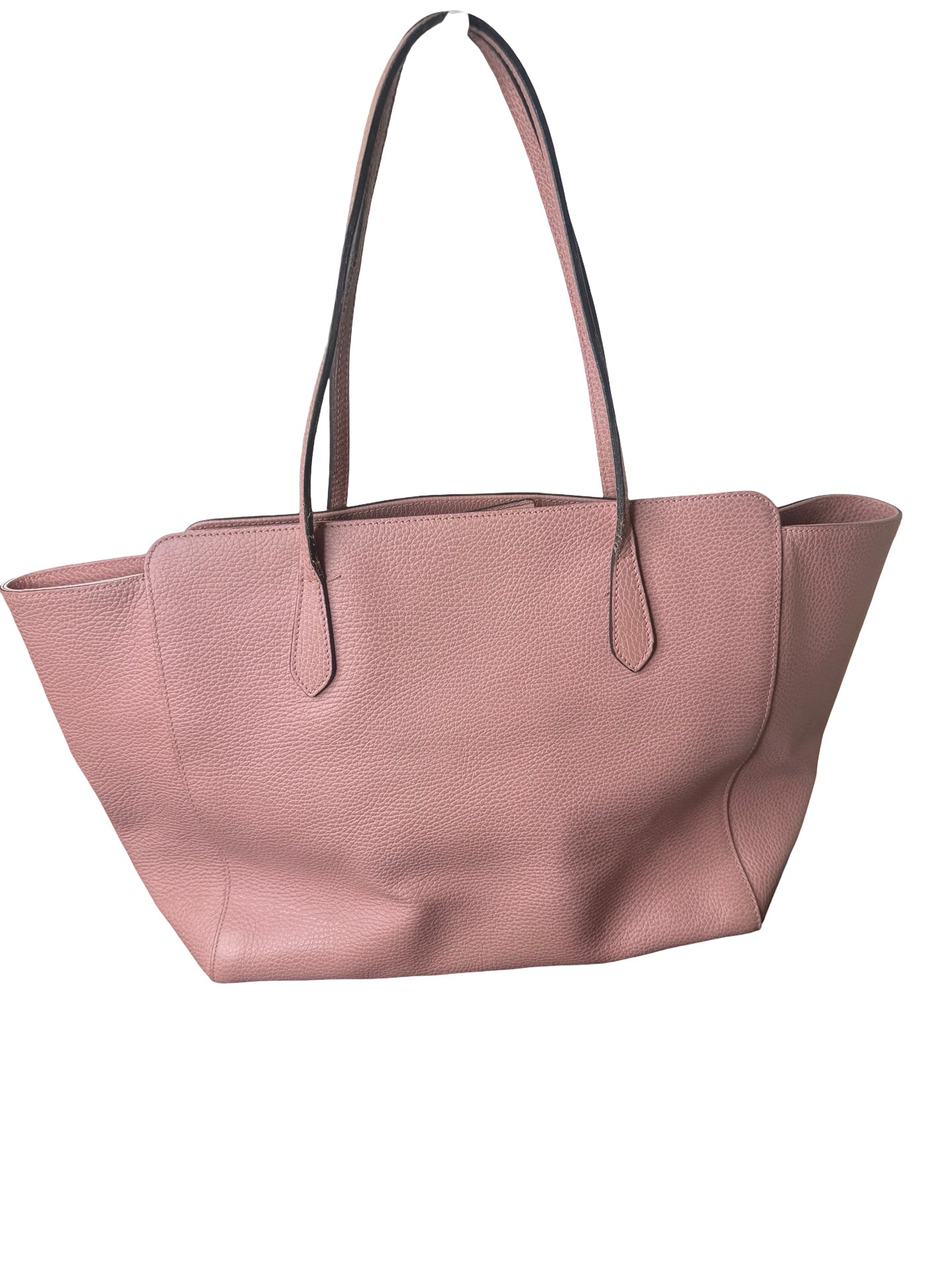 Authentic GUCCI Swing Tote Bag Leather Pink Gold 10170 9398