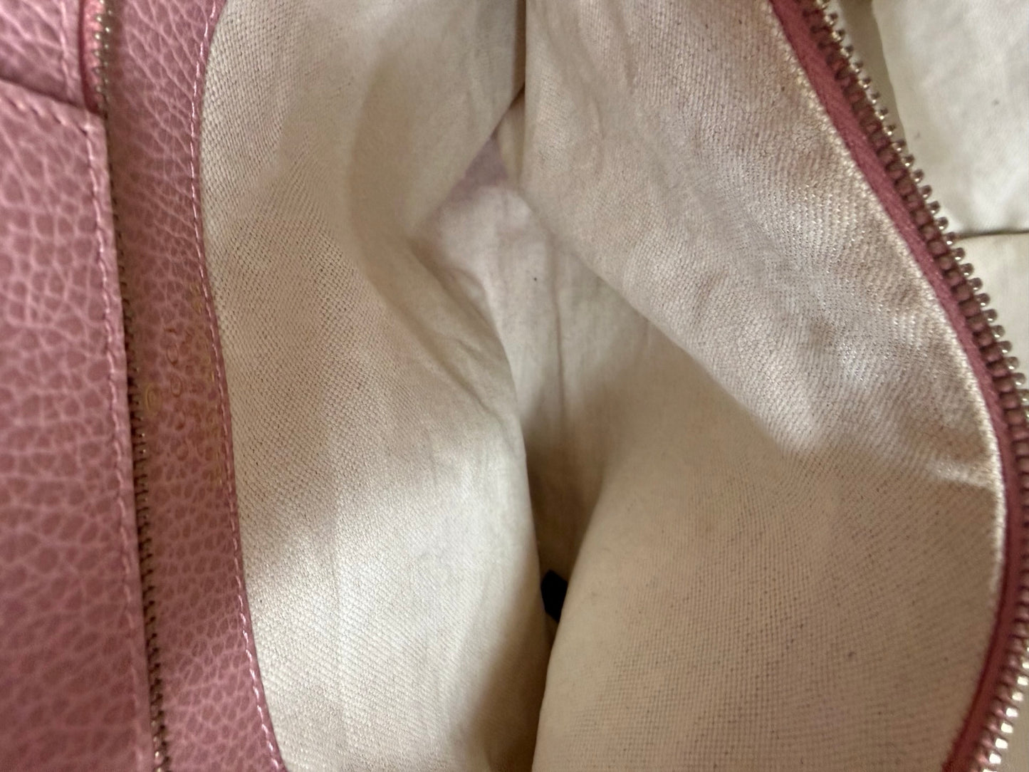 Authentic GUCCI Swing Tote Bag Leather Pink Gold 10170 9398
