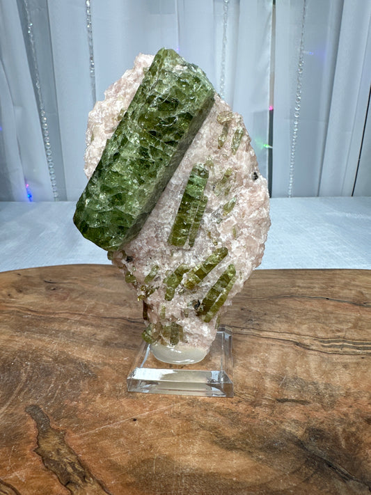 Canadian Green Apatite on Pink Calcite