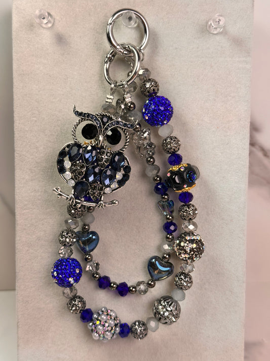 Blue & Silver Owl Keychain