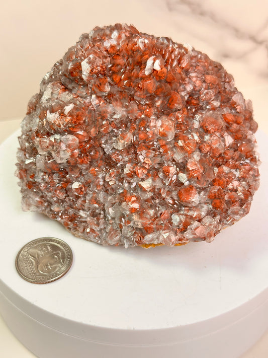 Red Calcite & Botryoidal Pyrite | China