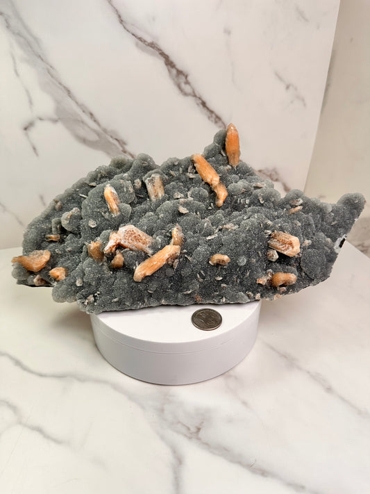 Blue Sugar Chalcedony & Stilbite | India