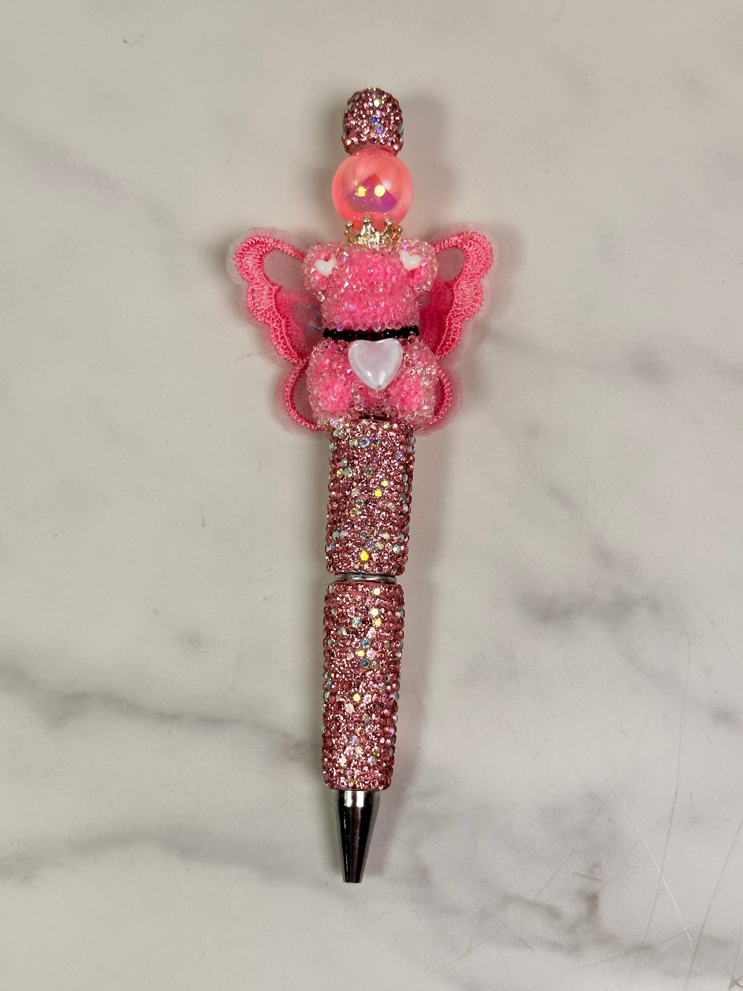 Pink Butterfly Bear Handmade Pen 2