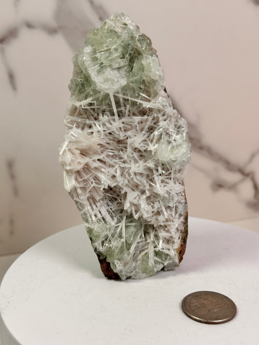 Green Apophyllite with Scolecite | India