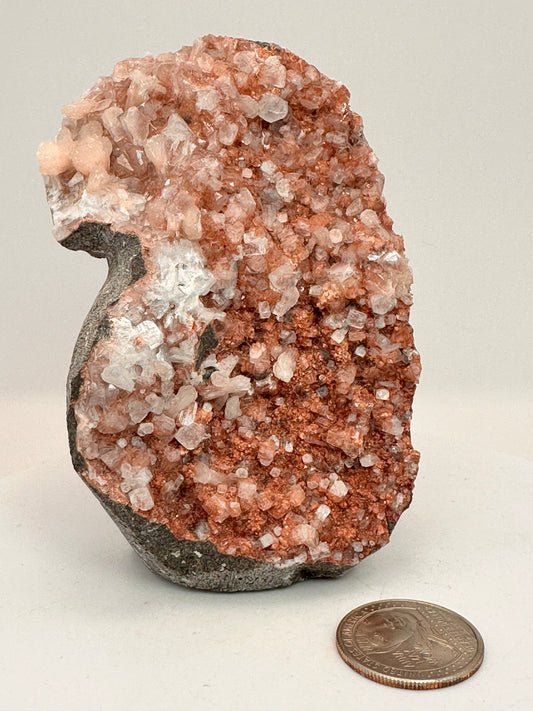 Pink Chalcedony with Stilbite and Apophyllite | India