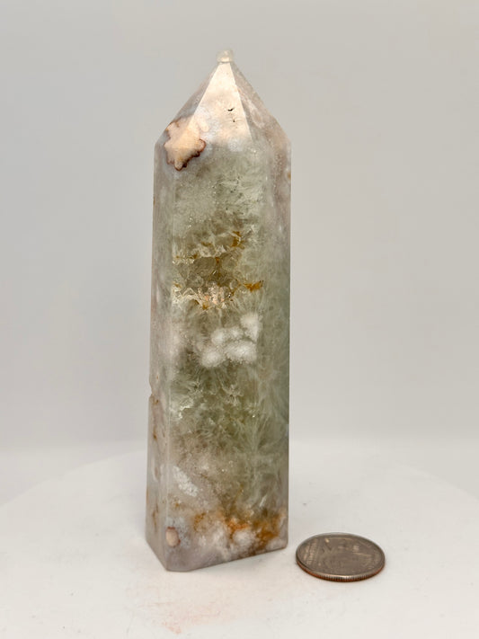 Green Quartz & Flower Agate Tower