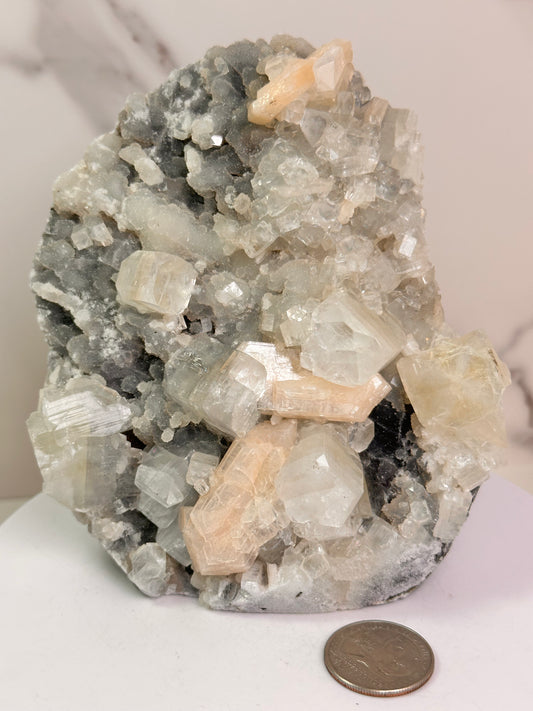 Apophyllite, Stilbite & Chalcedony | India