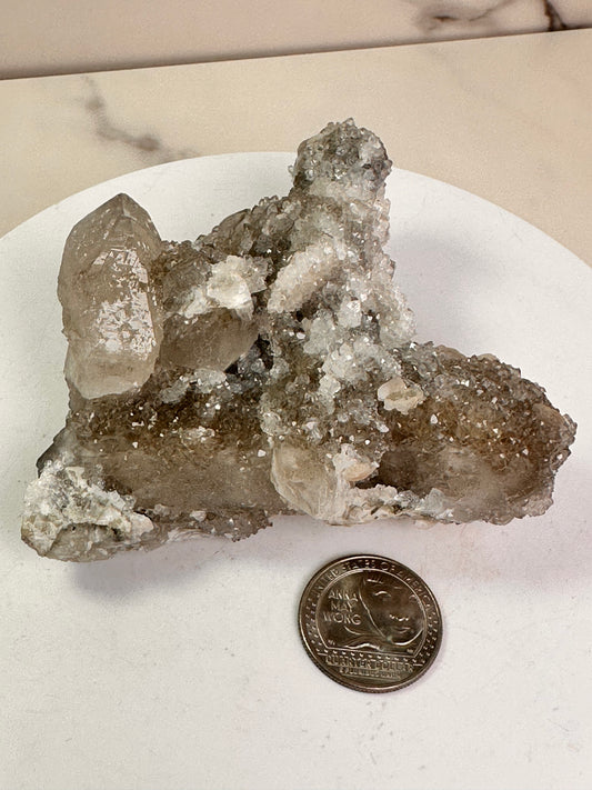 Apophyllite & Pink Calcite on Quartz | Dongwuqi, Inner Mongolia