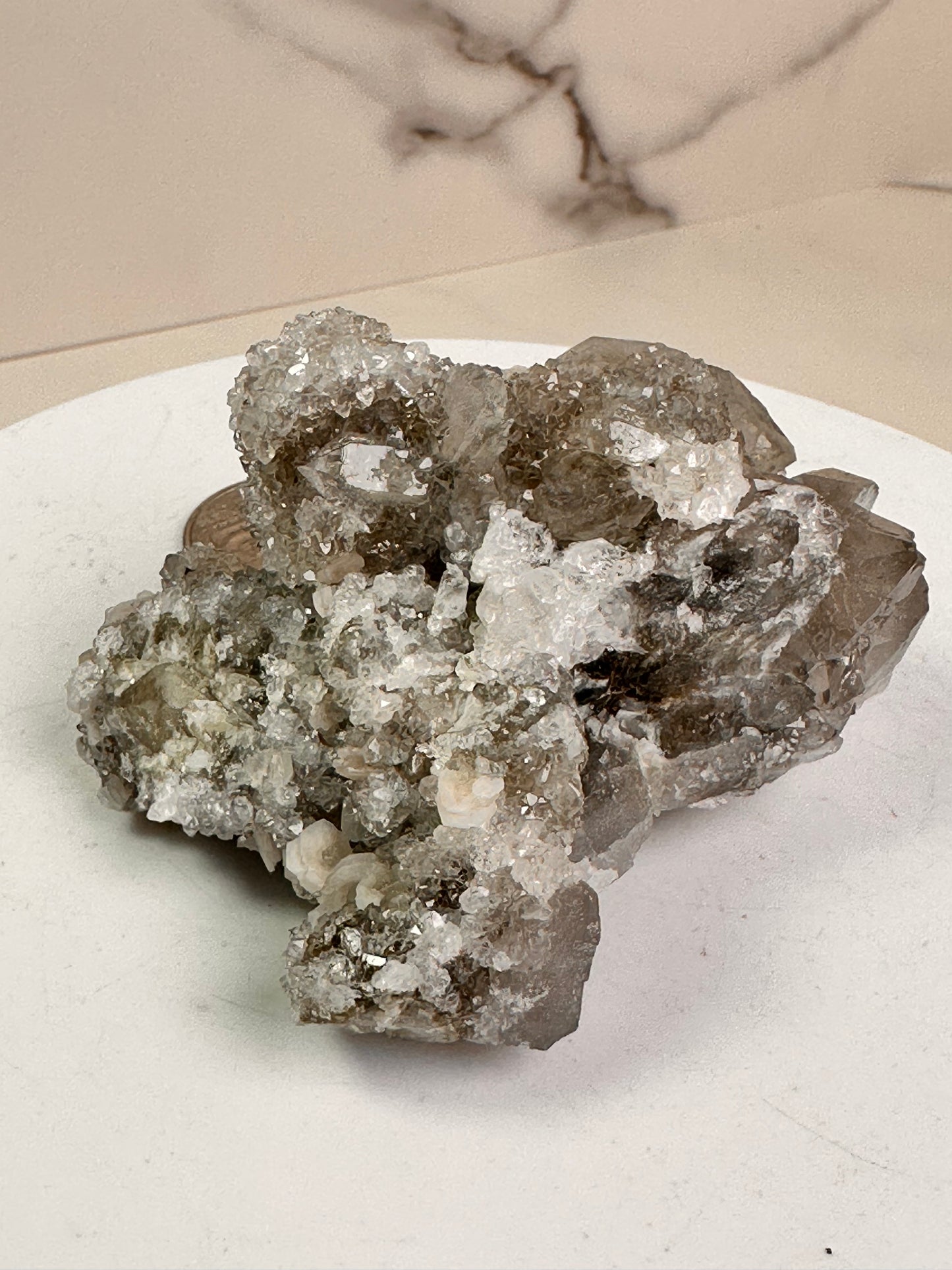 Apophyllite & Pink Calcite on Quartz | Dongwuqi, Inner Mongolia