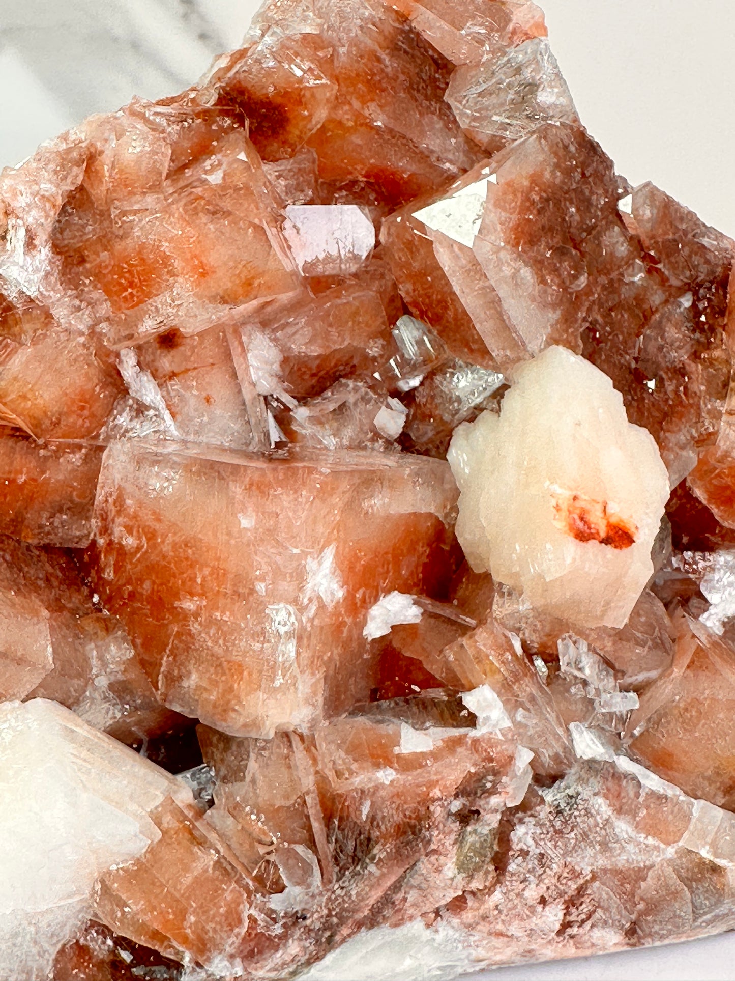 Red Apophyllite with Stilbite | India