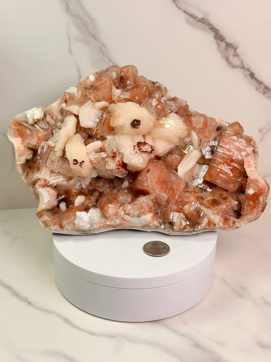Red Apophyllite with Stilbite | India