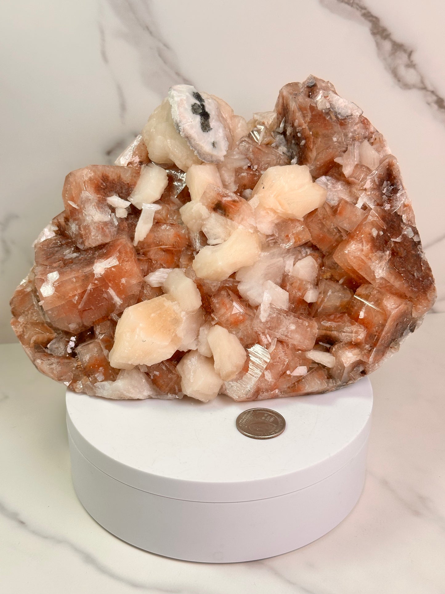 Red Apophyllite with Stilbite | India