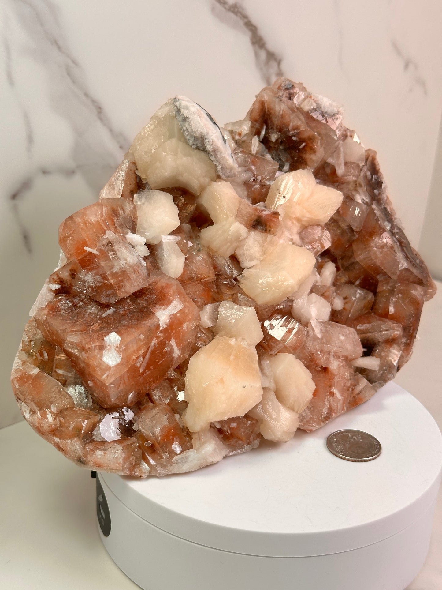 Red Apophyllite with Stilbite | India