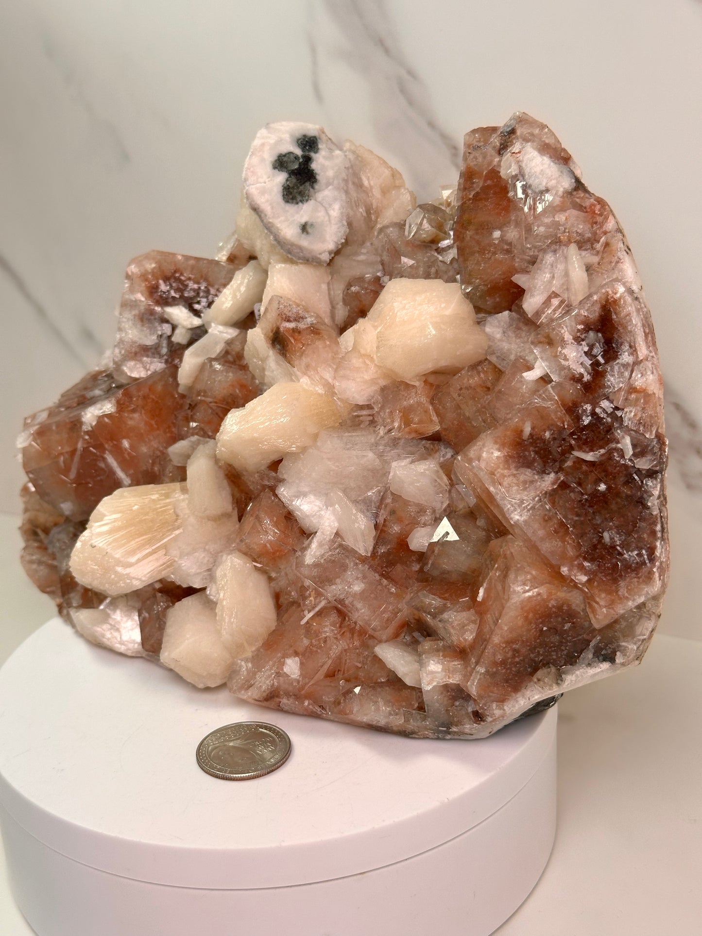 Red Apophyllite with Stilbite | India