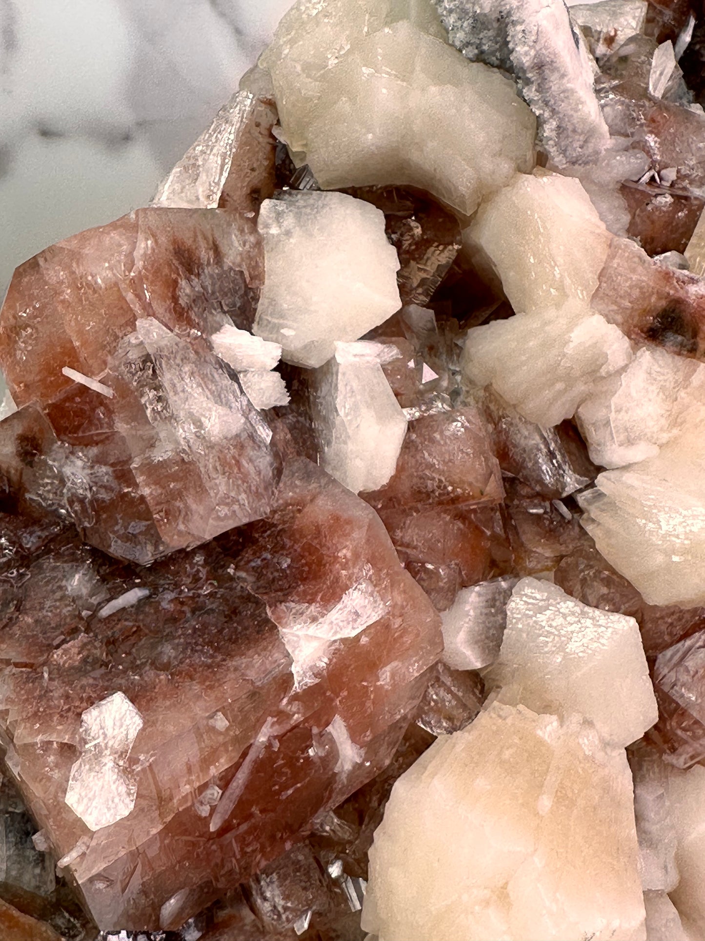 Red Apophyllite with Stilbite | India
