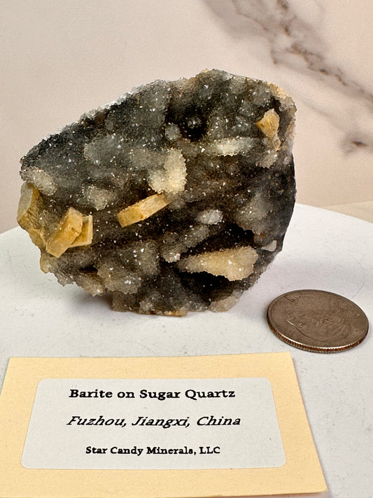 Barite on Sugar Quartz | Fuzhou, Jiangxi, China