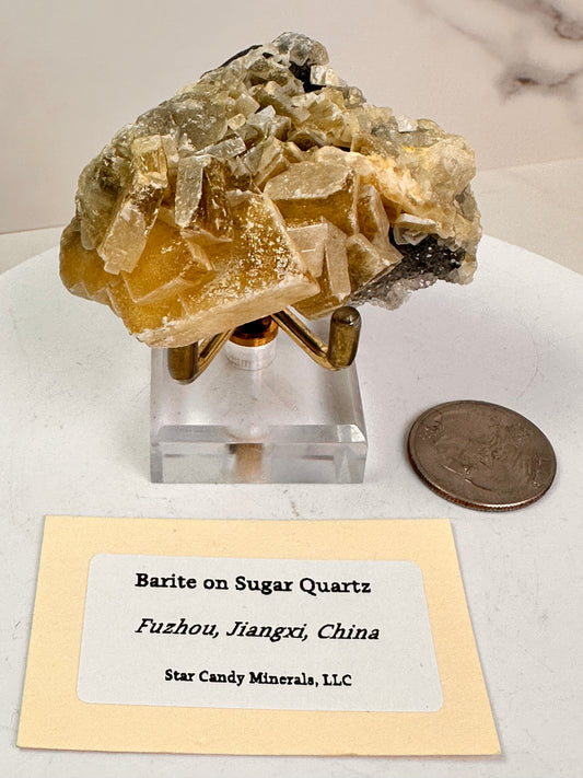 Barite on Sugar Quartz | Fuzhou, Jiangxi, China