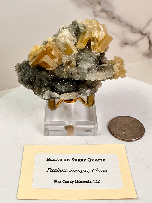 Barite on Sugar Quartz | Fuzhou, Jiangxi, China