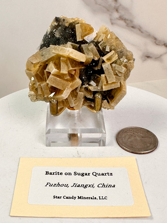 Barite on Sugar Quartz | Fuzhou, Jiangxi, China