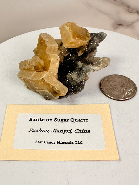 Barite on Sugar Quartz | Fuzhou, Jiangxi, China